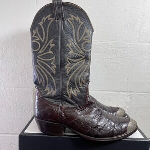 Nocona K5456 Western Cowboy‎ Boots Brown Leather Metal Pull On Men's Size 10.5 D